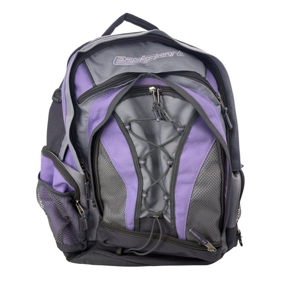 EastSport Backpack Purple Grey Multi-Pocket Laptop Sleeve Bungee School Bag